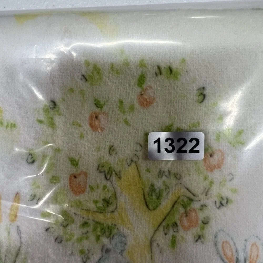 Vintage Dundee Flannel Receiving Blanket Sleeping‎ Baby Bunnies Design Cotton